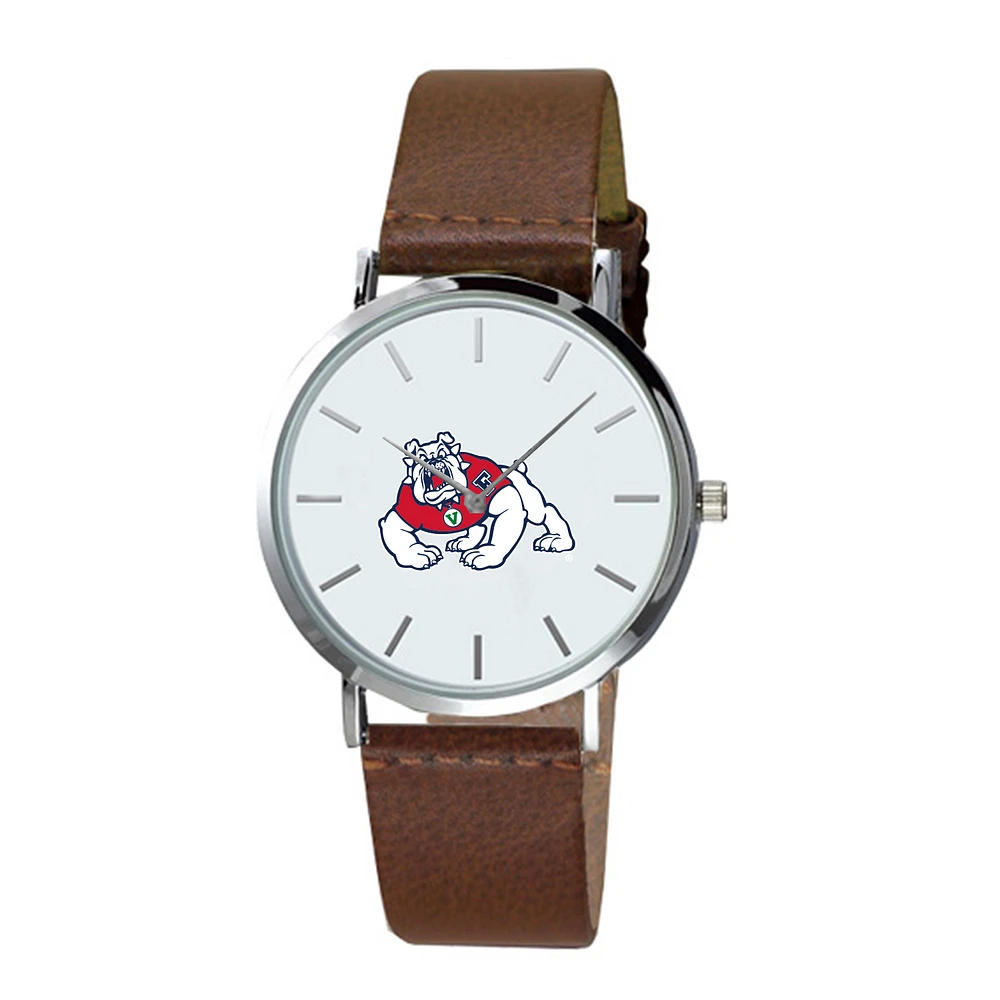 Men's Brown Fresno State Bulldogs Plexus Leather Watch
