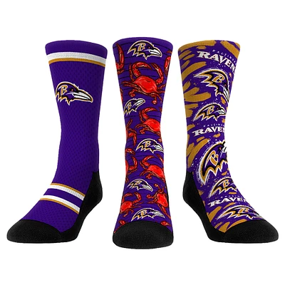 Unisex Rock Em Socks Baltimore Ravens Fan Favorite Three-Pack Crew Sock Set