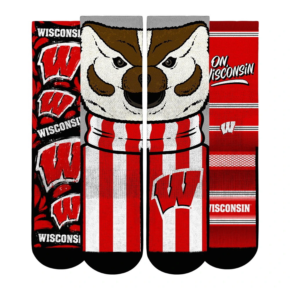 Youth Rock Em Socks Wisconsin Badgers Fan Favorite Three-Pack Crew Sock Set
