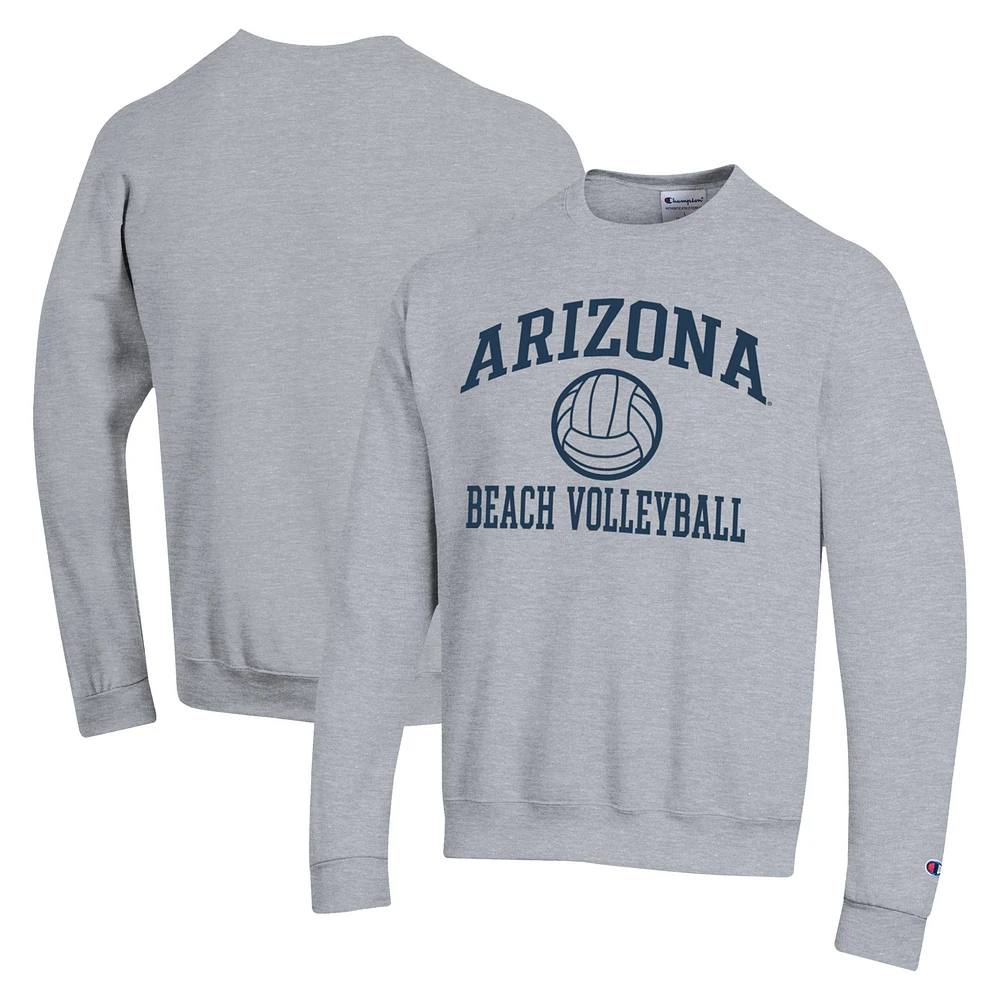 Men's Champion Gray Arizona Wildcats Icon Beach Volleyball Powerblend Pullover Sweatshirt
