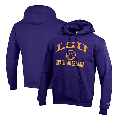 Men's Champion Purple LSU Tigers Icon Beach Volleyball Powerblend Pullover Hoodie