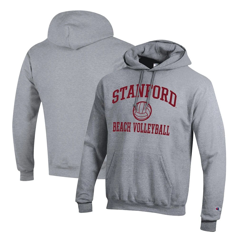 Men's Champion Gray Stanford Cardinal Icon Beach Volleyball Powerblend Pullover Hoodie