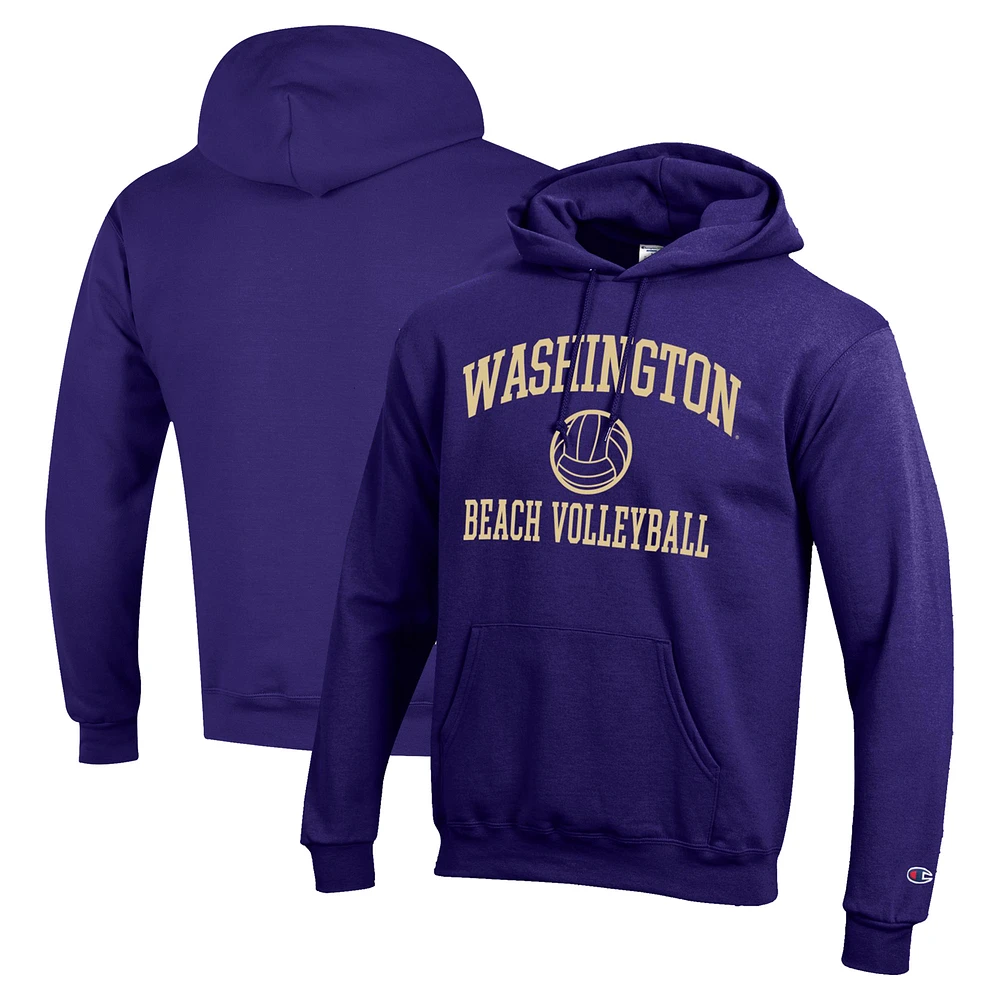 Men's Champion Washington Huskies Icon Beach Volleyball Powerblend Pullover Hoodie