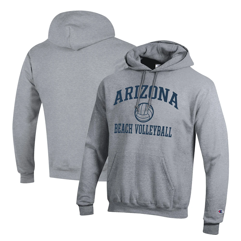 Men's Champion Gray Arizona Wildcats Icon Beach Volleyball Powerblend Pullover Hoodie