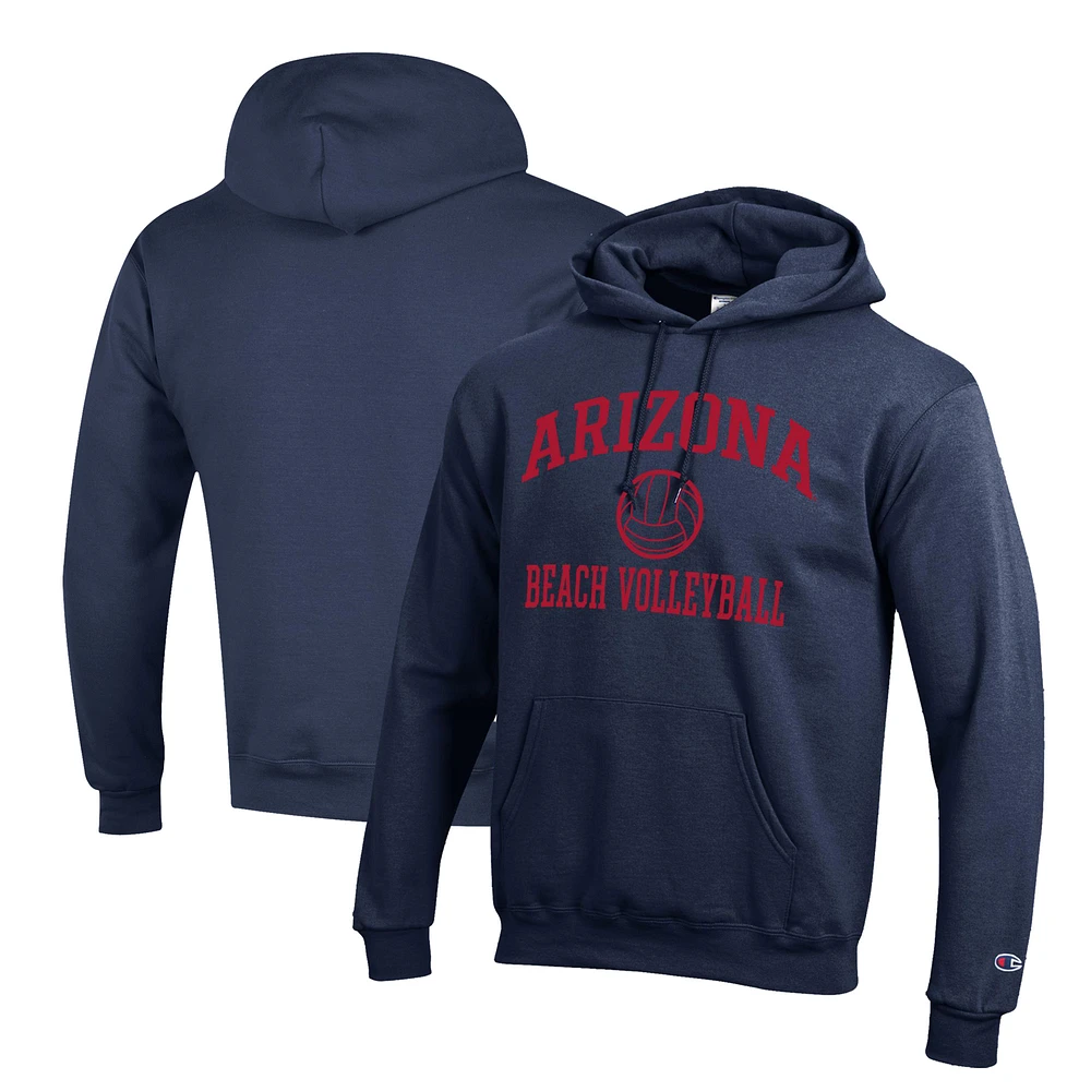 Men's Champion Navy Arizona Wildcats Icon Beach Volleyball Powerblend Pullover Hoodie