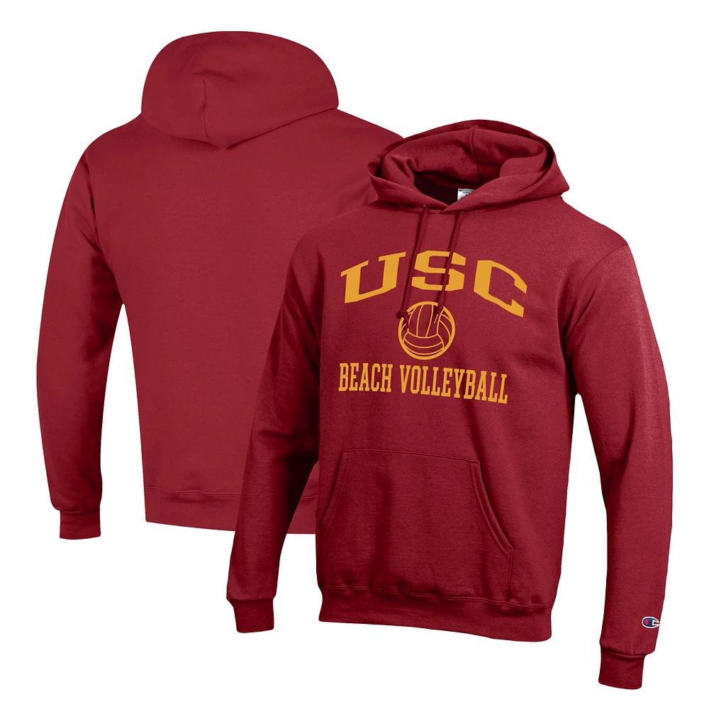 Men's Champion Cardinal USC Trojans Icon Beach Volleyball Powerblend Pullover Hoodie