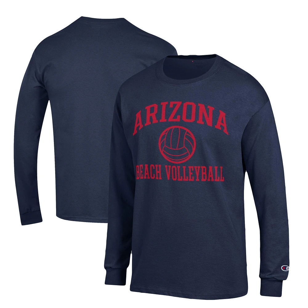 Men's Champion Navy Arizona Wildcats Icon Beach Volleyball Long Sleeve T-Shirt