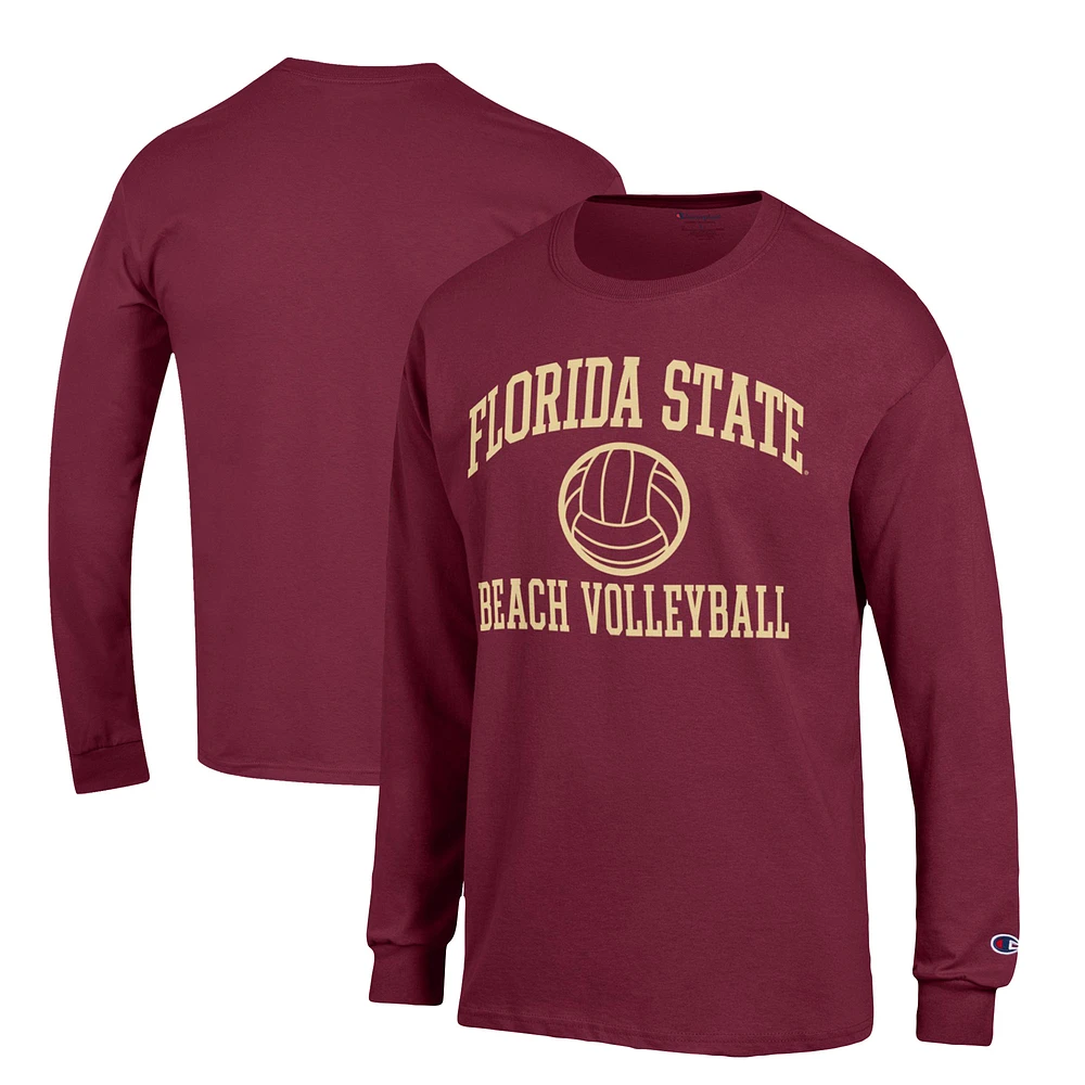 Men's Champion Garnet Florida State Seminoles Icon Beach Volleyball Long Sleeve T-Shirt