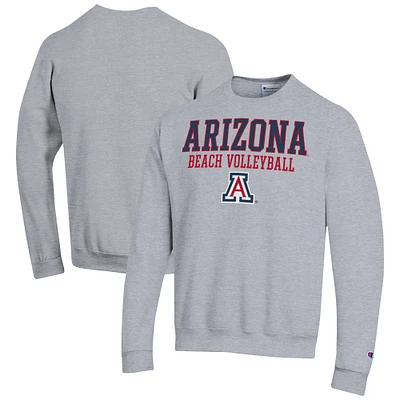 Men's Champion Gray Arizona Wildcats Stacked Beach Volleyball Powerblend Pullover Sweatshirt
