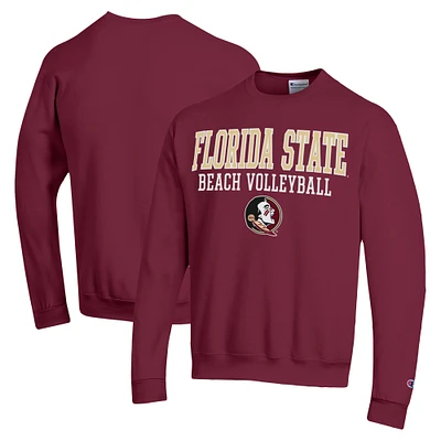 Men's Champion Garnet Florida State Seminoles Stacked Beach Volleyball Powerblend Pullover Sweatshirt