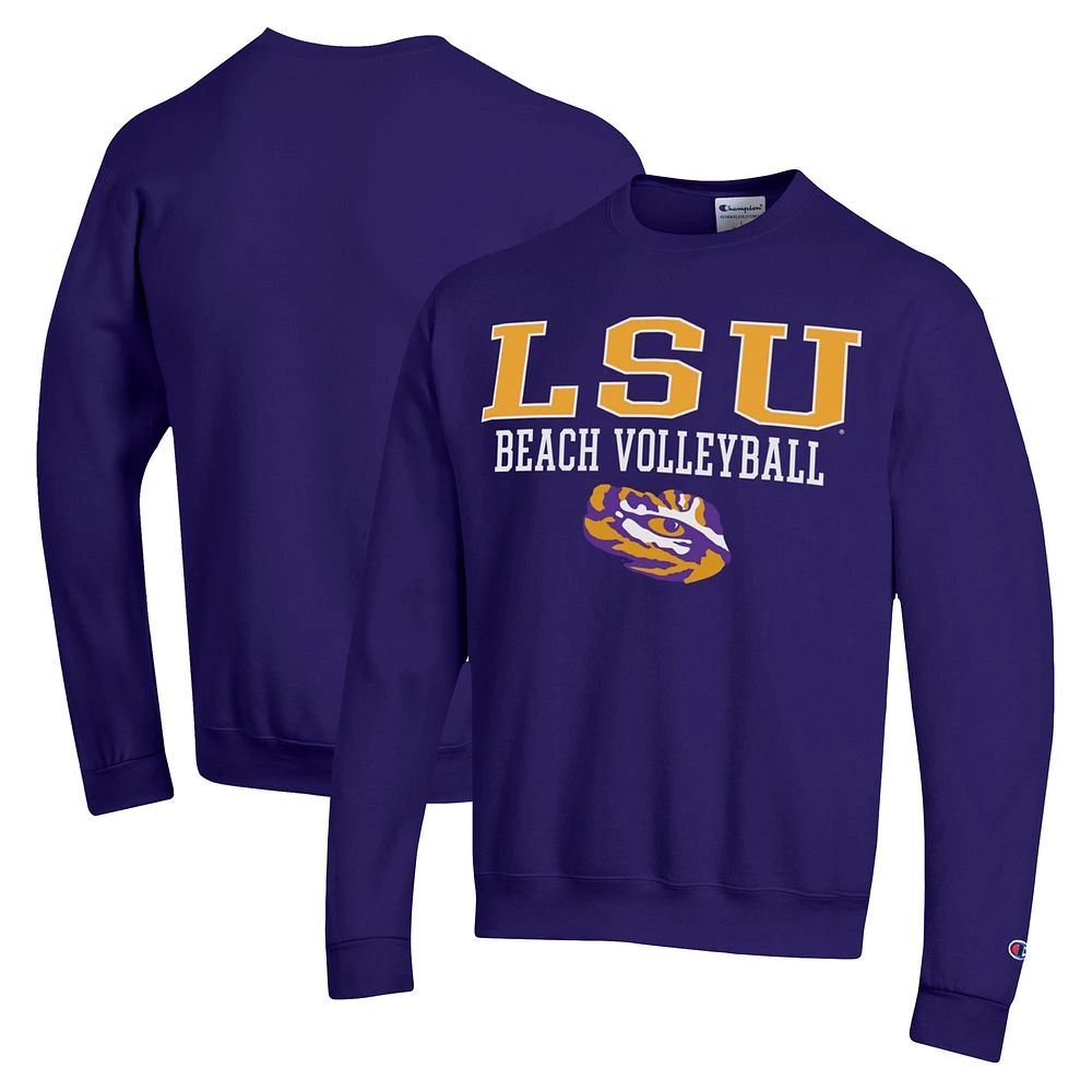 Men's Champion LSU Tigers Stacked Beach Volleyball Powerblend Pullover Sweatshirt