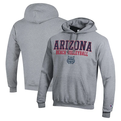 Men's Champion Gray Arizona Wildcats Stacked Beach Volleyball Powerblend Pullover Hoodie
