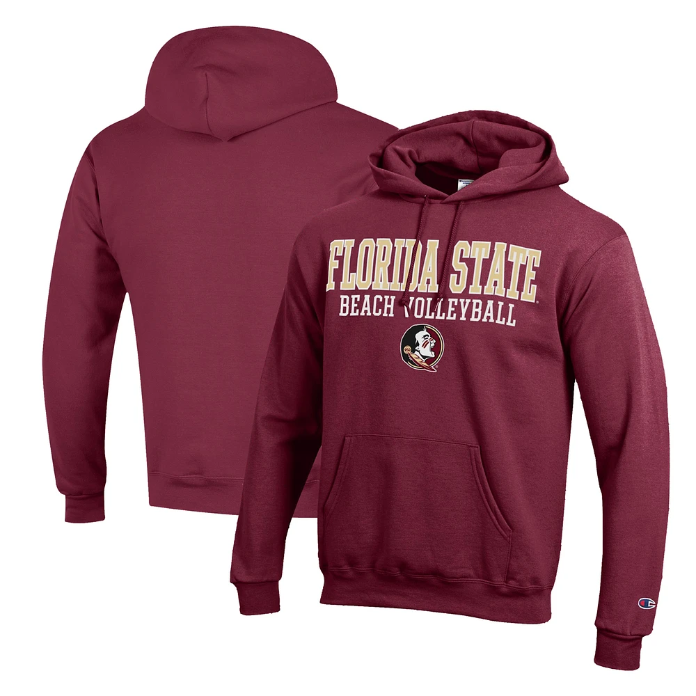 Men's Champion Garnet Florida State Seminoles Stacked Beach Volleyball Powerblend Pullover Hoodie