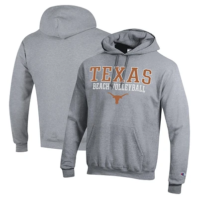 Men's Champion Gray Texas Longhorns Stacked Beach Volleyball Powerblend Pullover Hoodie