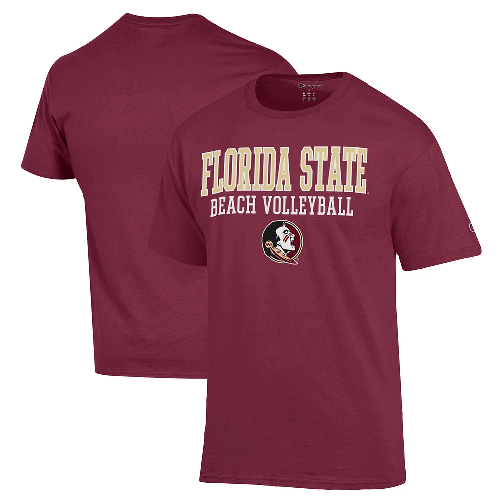 Men's Champion Garnet Florida State Seminoles Stacked Beach Volleyball T-Shirt
