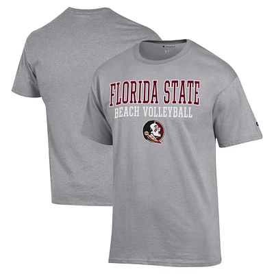Men's Champion Gray Florida State Seminoles Stacked Beach Volleyball T-Shirt