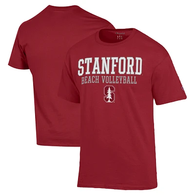 Men's Champion Cardinal Stanford Stacked Beach Volleyball T-Shirt