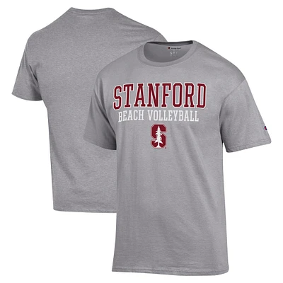 Men's Champion Gray Stanford Cardinal Stacked Beach Volleyball T-Shirt