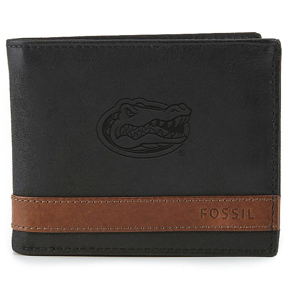 Men's Fossil Black Florida Gators Quinn Flip ID Bifold Wallet