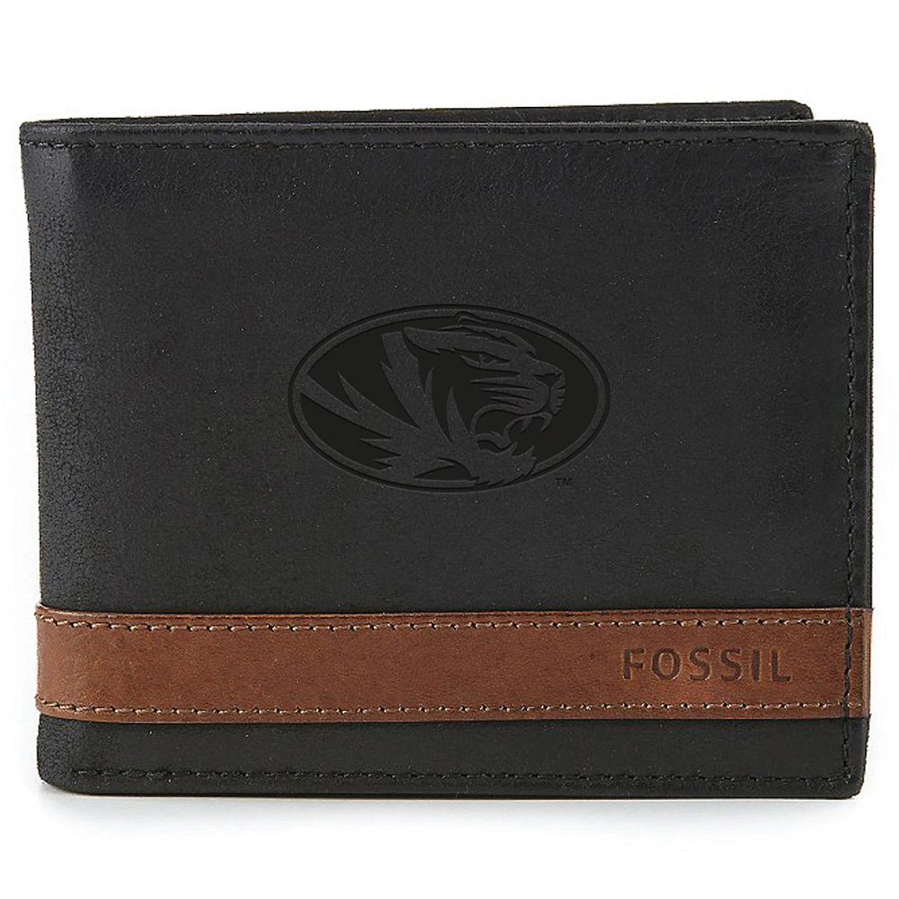 Men's Fossil Black Missouri Tigers Quinn Flip ID Bifold Wallet