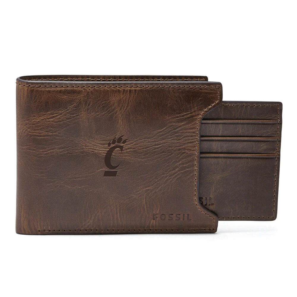 Men's Fossil Brown Cincinnati Bearcats Derrick Sliding Two-In-One Wallet