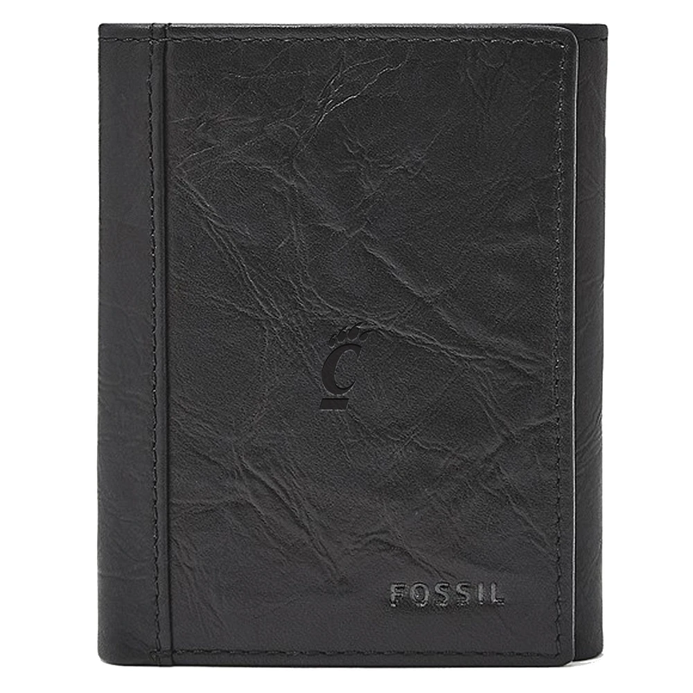 Men's Fossil Black Cincinnati Bearcats Neel Extra Capacity Trifold Wallet