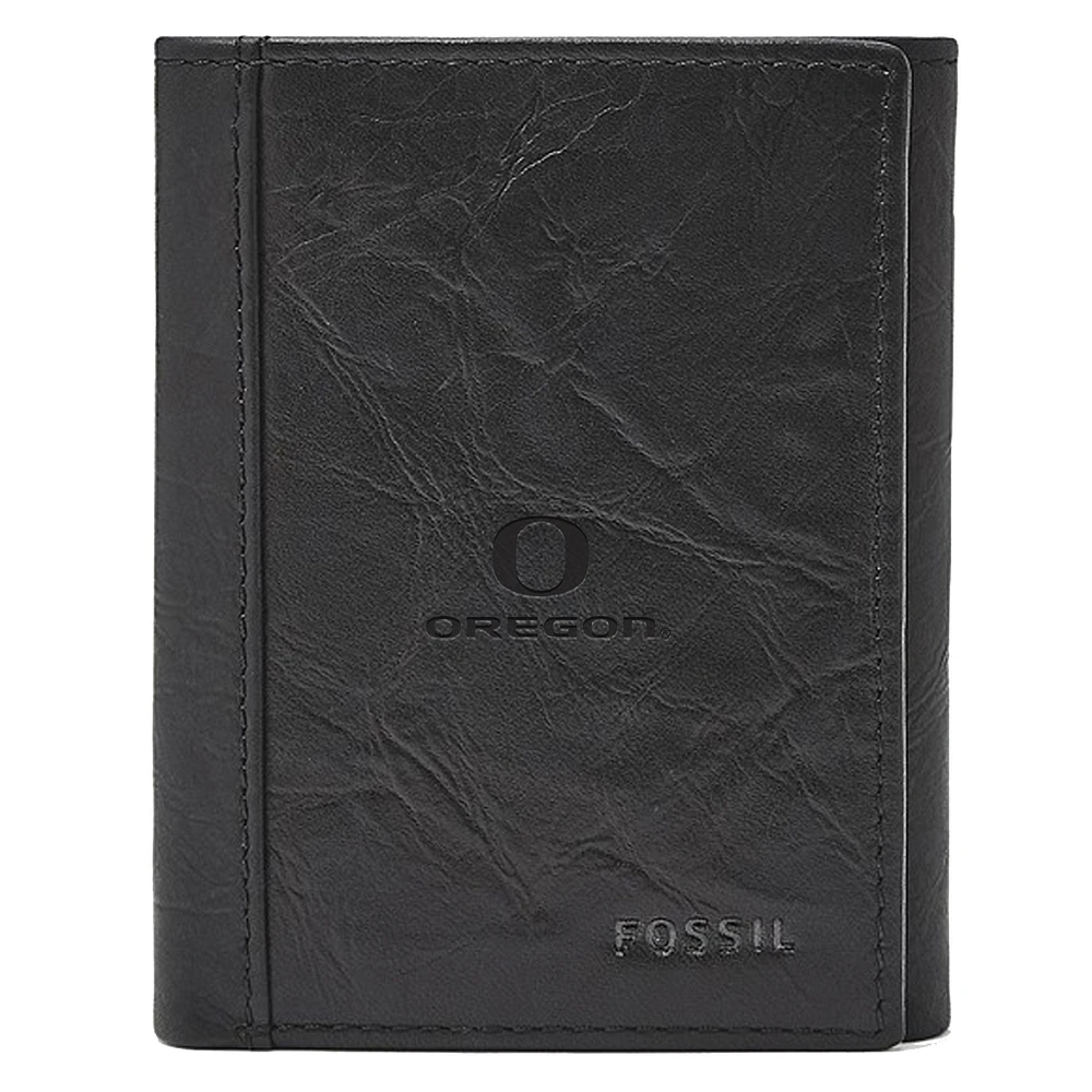 Men's Fossil Black Oregon Ducks Neel Extra Capacity Trifold Wallet
