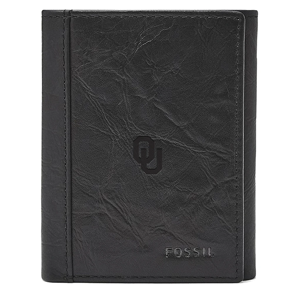 Men's Fossil Black Oklahoma Sooners Neel Extra Capacity Trifold Wallet
