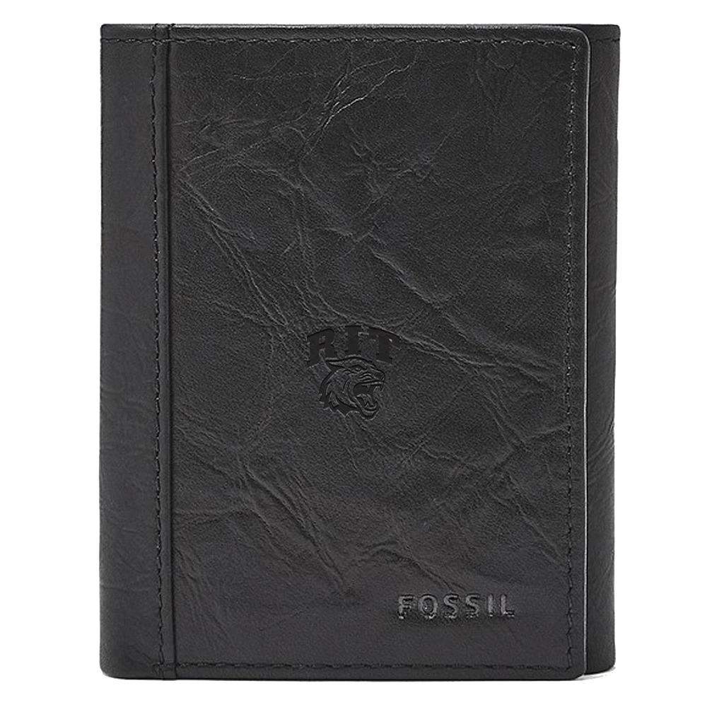 Men's Fossil Black Rochester Institute of Technology Tigers Neel Extra Capacity Trifold Wallet