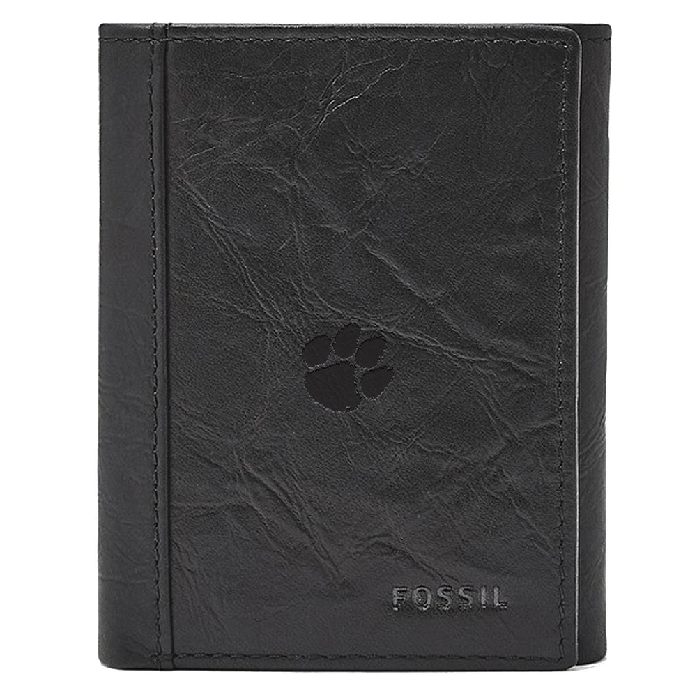 Men's Fossil Black Clemson Tigers Neel Extra Capacity Trifold Wallet