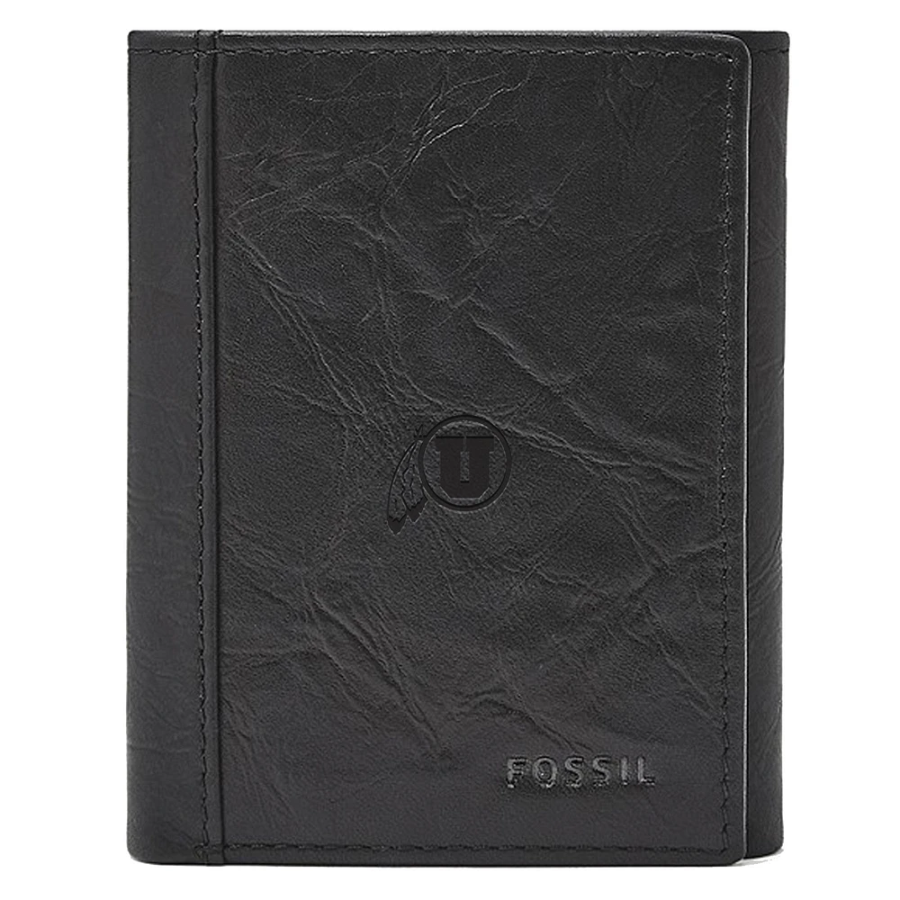 Men's Fossil Black Utah Utes Neel Extra Capacity Trifold Wallet