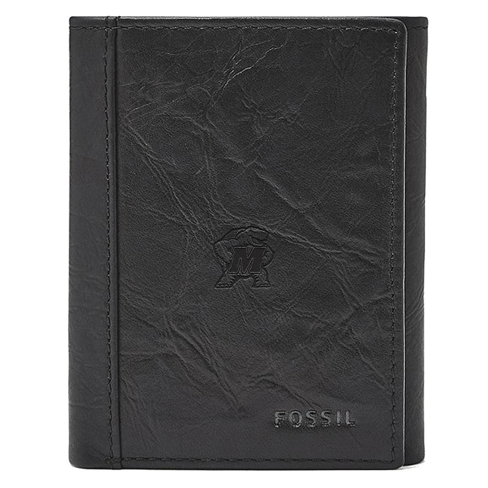 Men's Fossil Black Maryland Terrapins Neel Extra Capacity Trifold Wallet