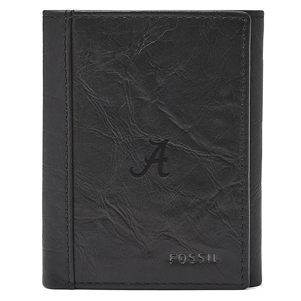 Men's Fossil Black Alabama Crimson Tide Neel Extra Capacity Trifold Wallet