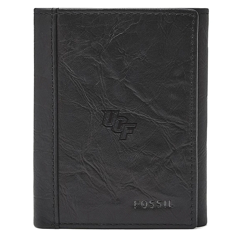 Men's Fossil Black UCF Knights Neel Extra Capacity Trifold Wallet