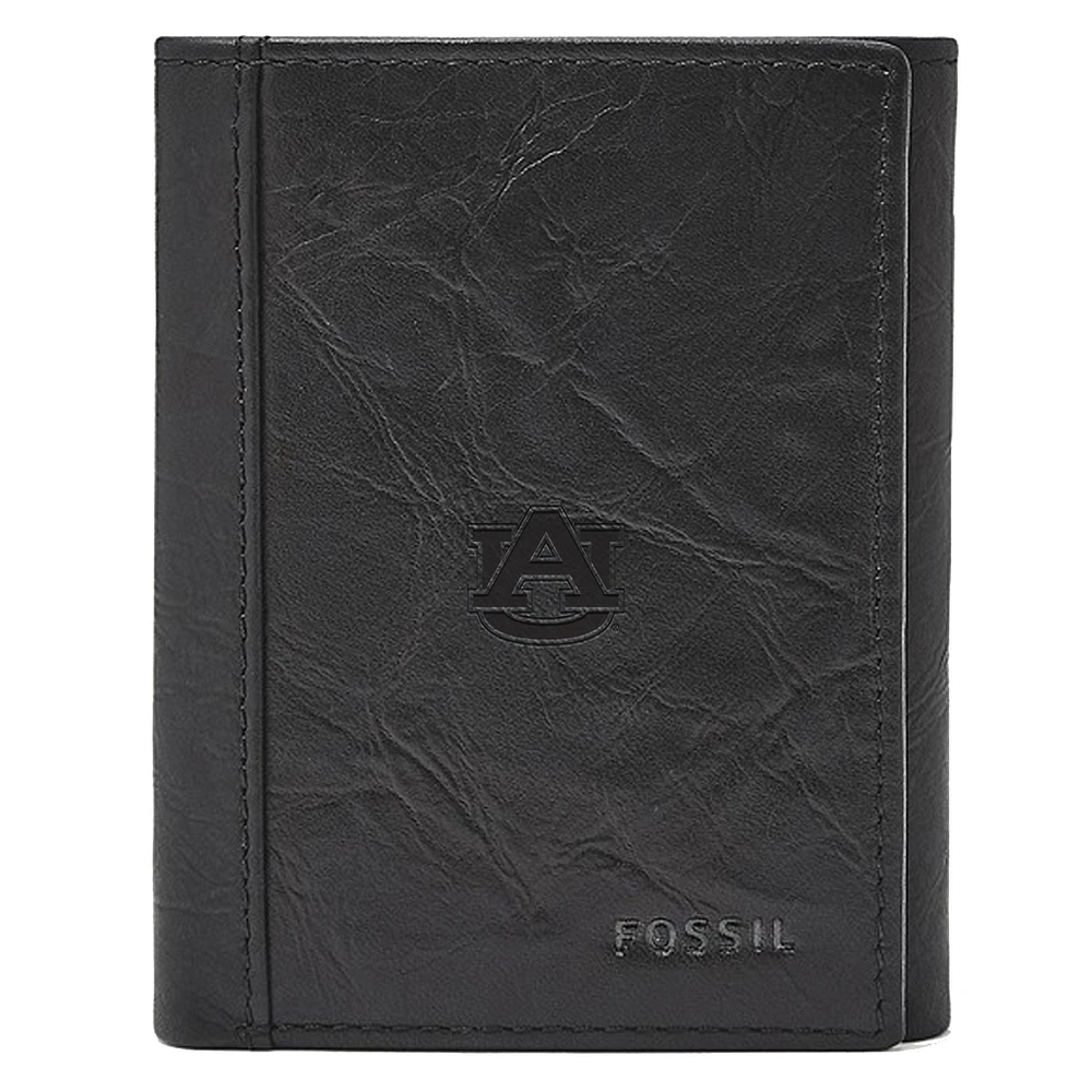 Men's Fossil Black Auburn Tigers Neel Extra Capacity Trifold Wallet