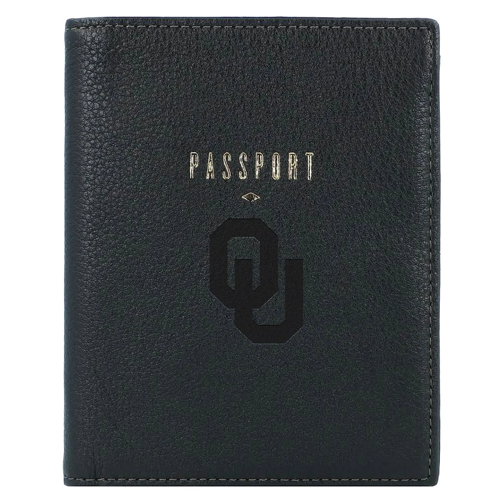Fossil Black Oklahoma Sooners Travel RFID Passport Case