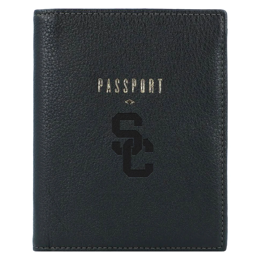 Fossil Black USC Trojans Travel RFID Passport Case