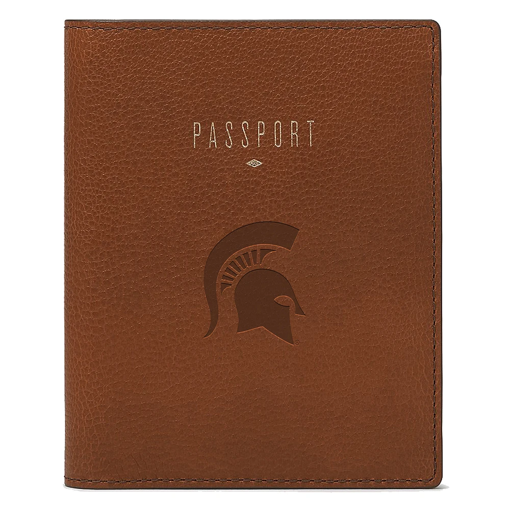 Fossil Brown Michigan State Spartans Travel RFID Passport Case