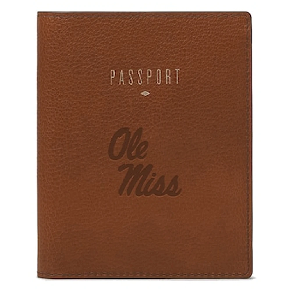Fossil Brown Ole Miss Rebels Travel RFID Passport Case
