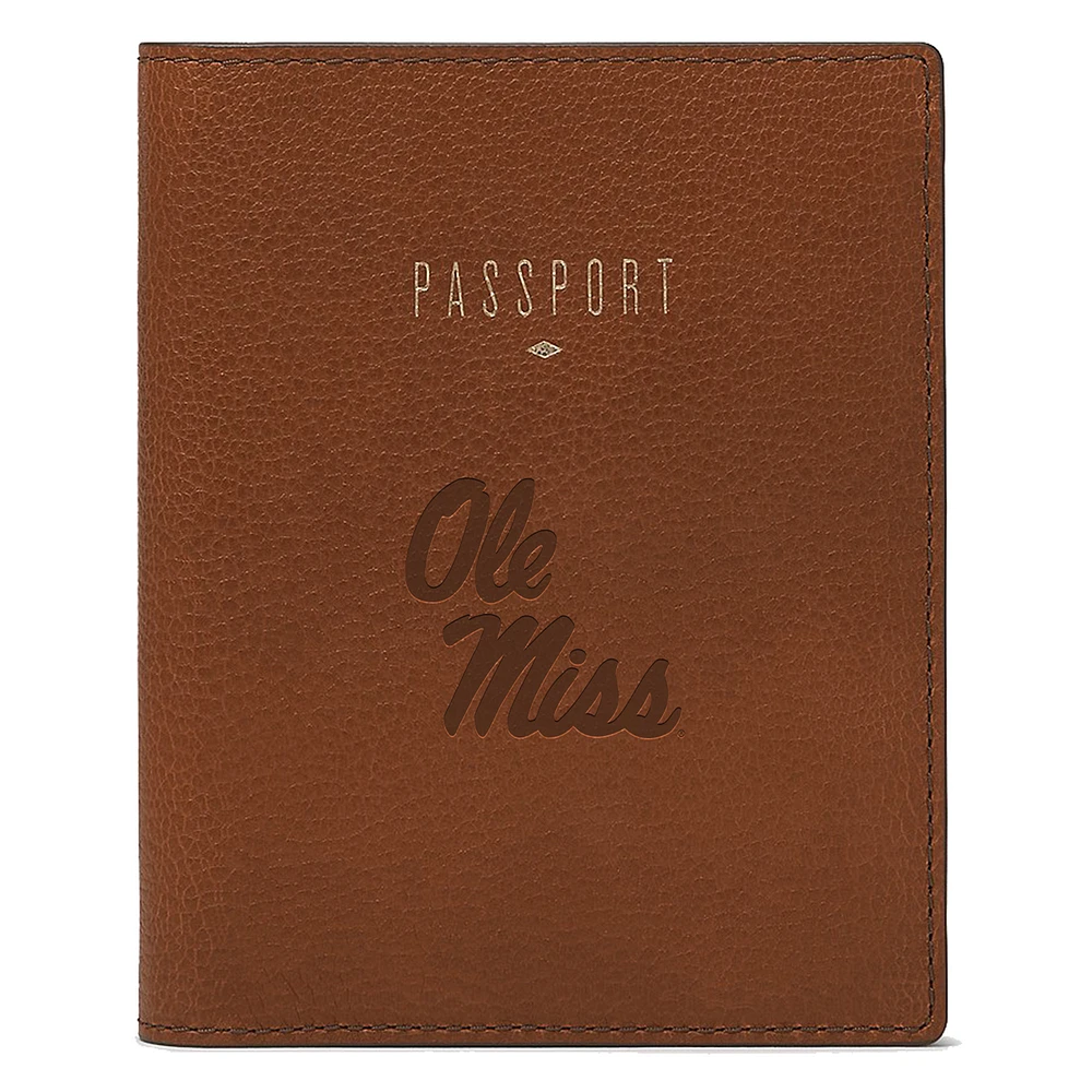 Fossil Brown Ole Miss Rebels Travel RFID Passport Case