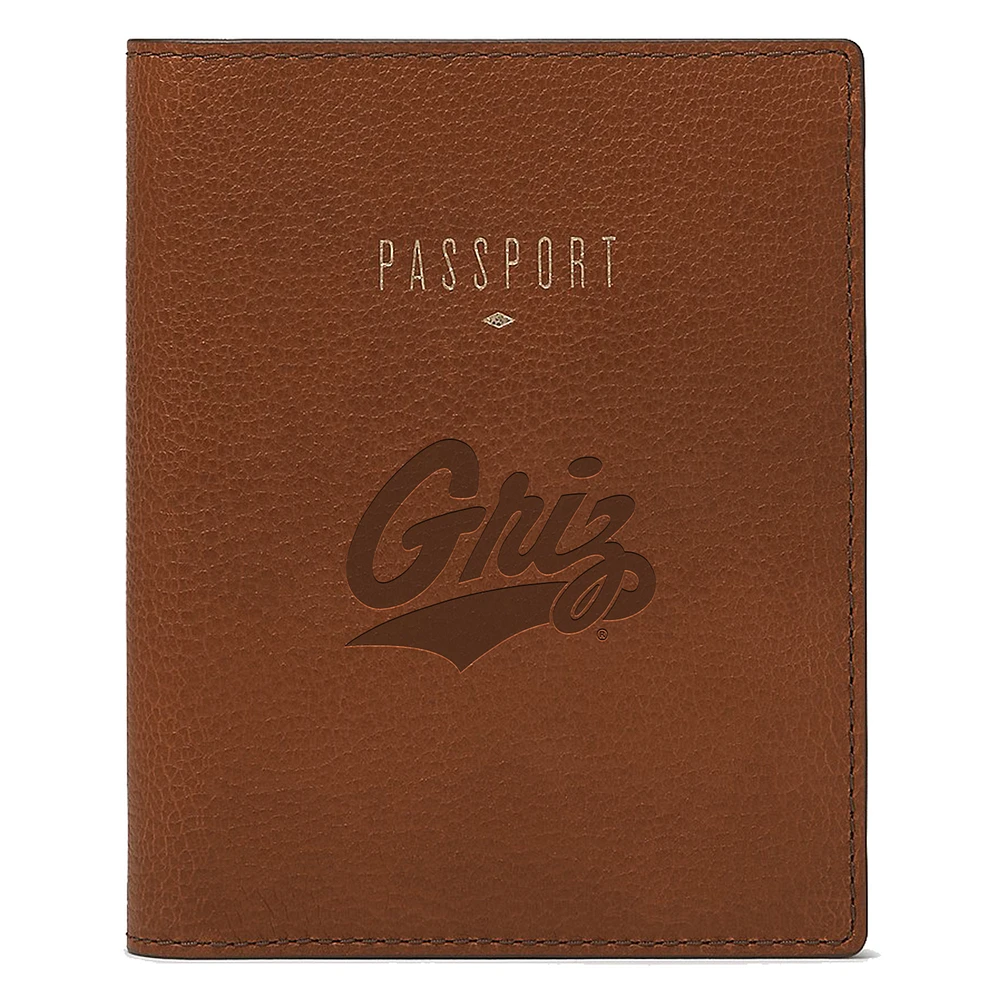 Fossil Brown Montana Grizzlies Travel RFID Passport Case