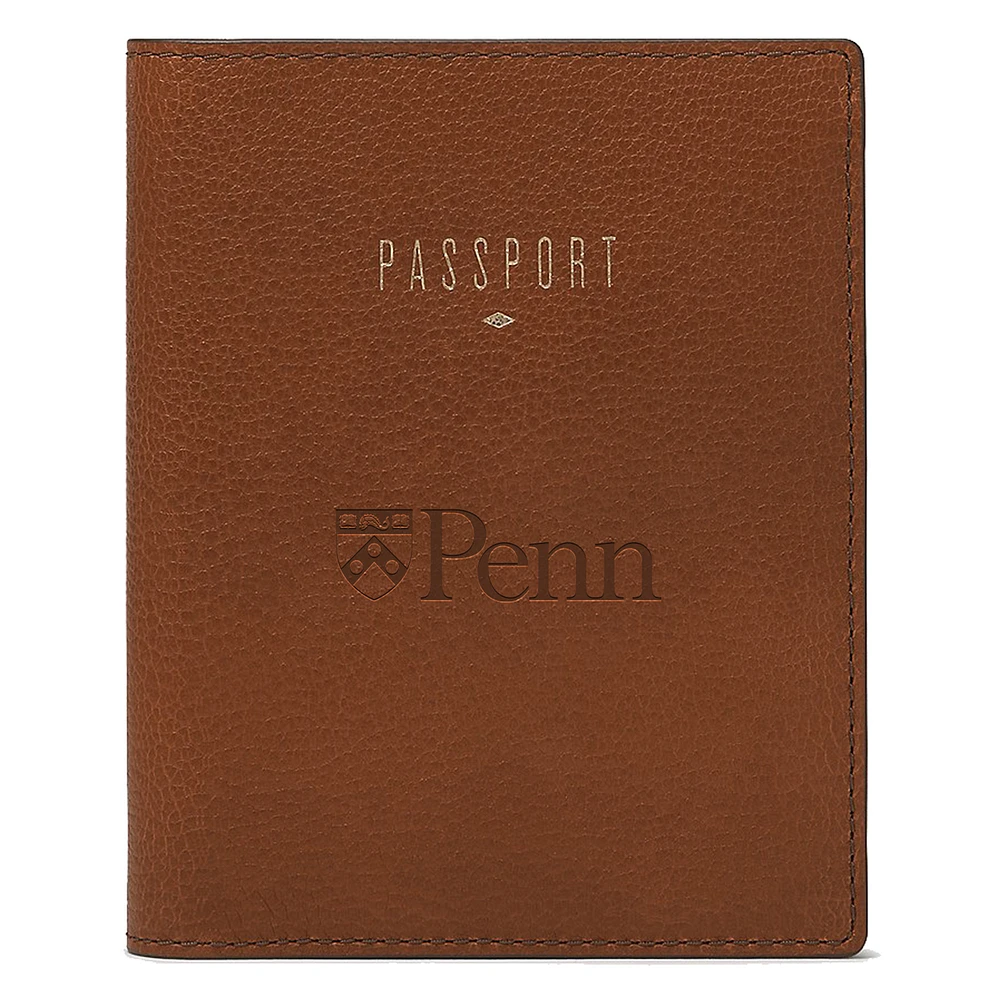 Fossil Brown Pennsylvania Quakers Travel RFID Passport Case