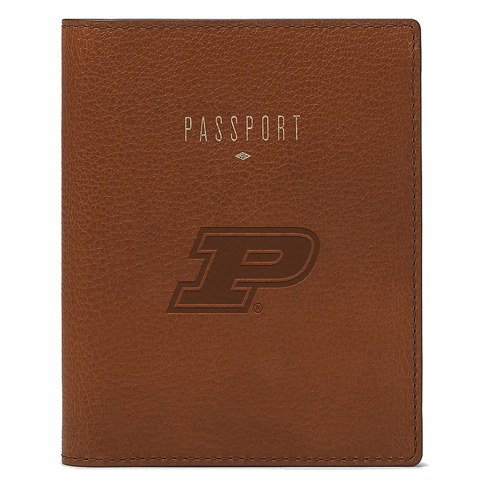 Fossil Brown Purdue Boilermakers Travel RFID Passport Case