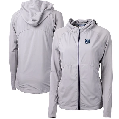 Women's Cutter & Buck Gray New Hampshire Wildcats Adapt Eco Knit Hybrid Recycled Full-Zip Hoodie