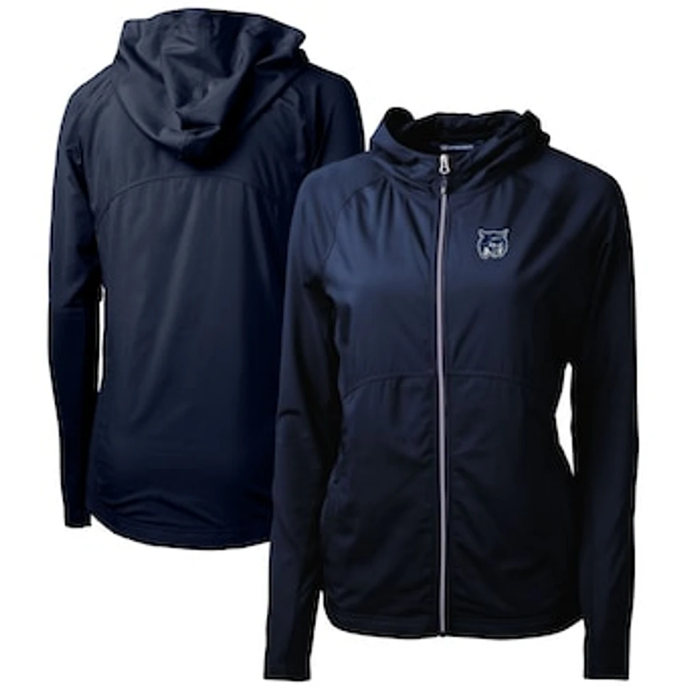 Women's Cutter & Buck Navy New Hampshire Wildcats Adapt Eco Knit Hybrid Recycled Full-Zip Hoodie
