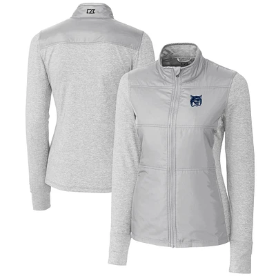Women's Cutter & Buck Gray New Hampshire Wildcats DryTec Stealth Hybrid Quilted Full-Zip Windbreaker Jacket