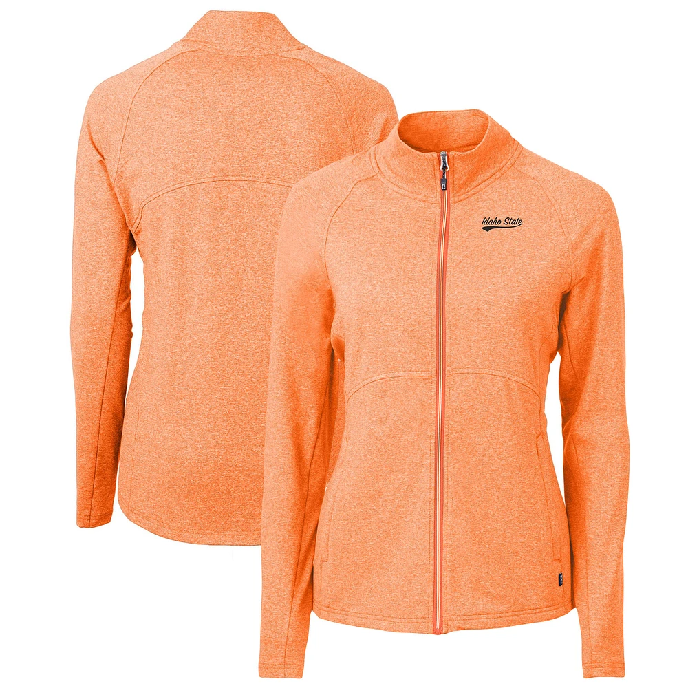 Women's Cutter & Buck Heather Orange Idaho State Bengals Adapt Eco Knit Recycled Full-Zip Jacket