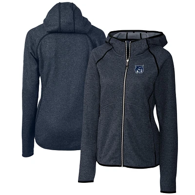 Women's Cutter & Buck Heather Navy New Hampshire Wildcats Mainsail Sweater Knit Full-Zip Hoodie Jacket