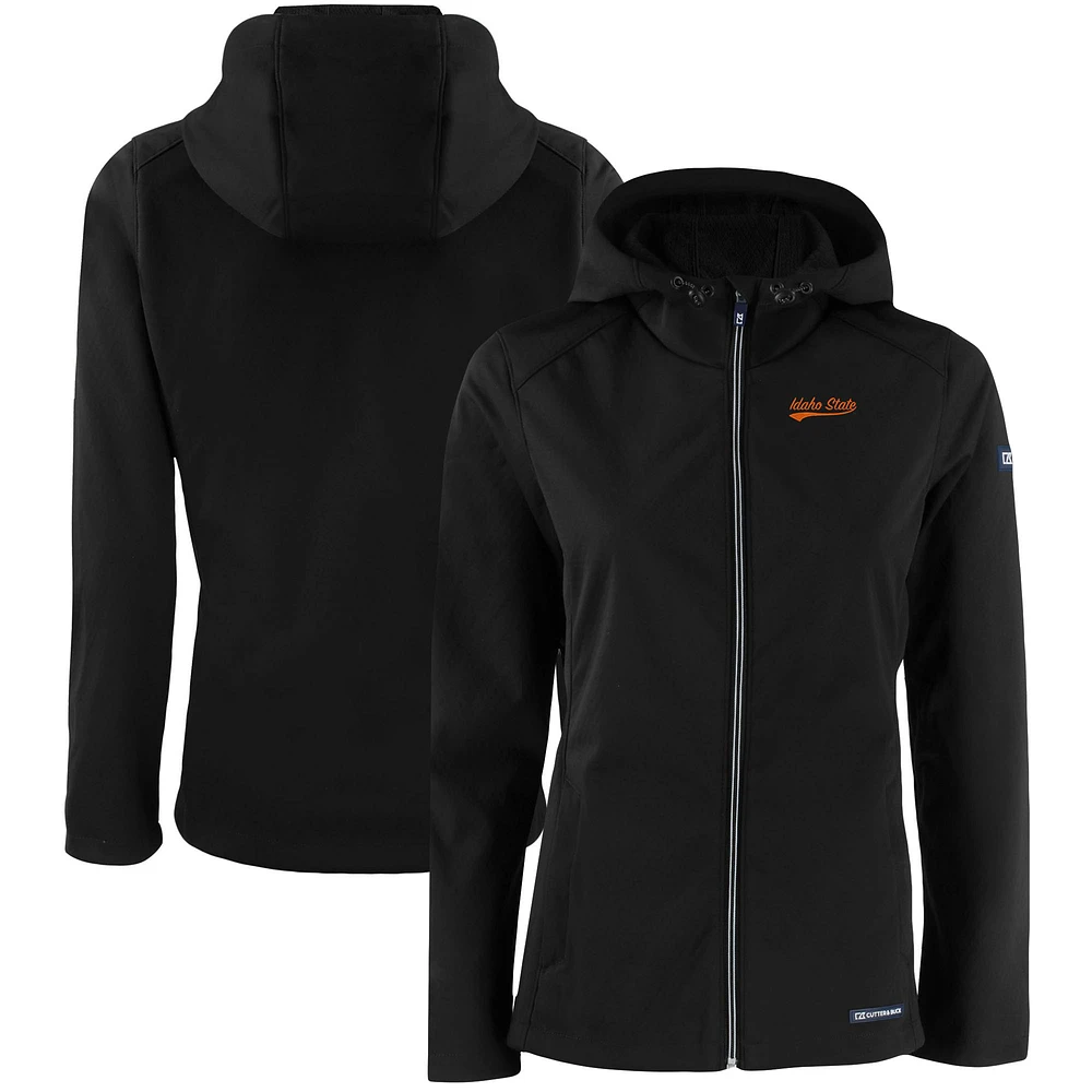 Women's Cutter & Buck Black Idaho State Bengals Evoke Eco Softshell Recycled Full-Zip Hoodie Jacket