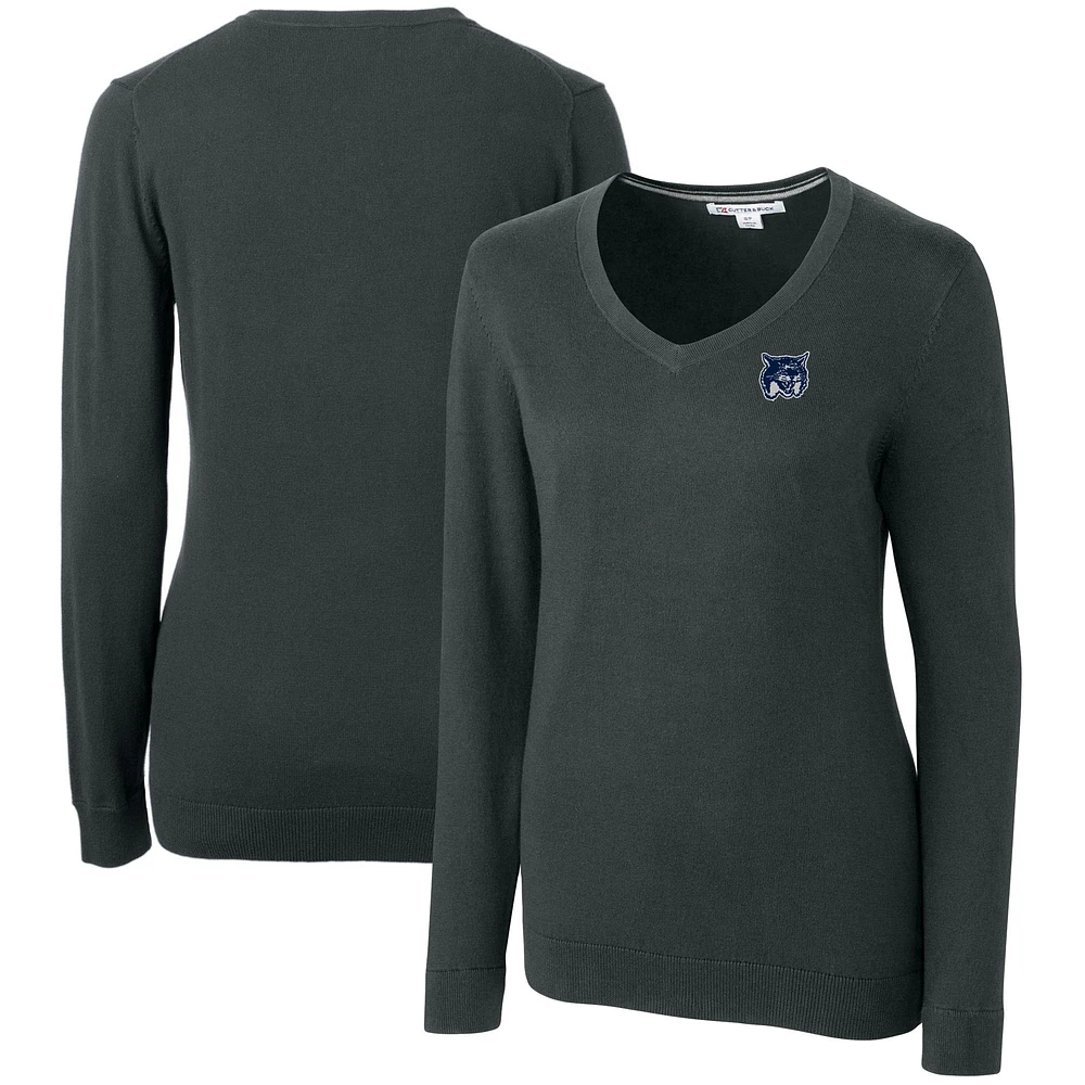 Women's Cutter & Buck Heather Charcoal New Hampshire Wildcats Lakemont Tri-Blend V-Neck Sweater